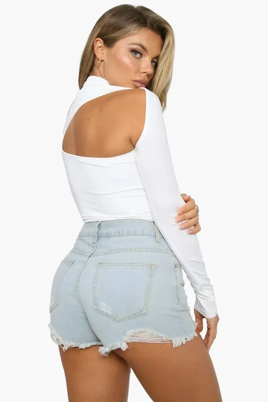 Mock Neck Cut Out Crop Top* sold by T-Shirt Addicts product image thumbnail 2