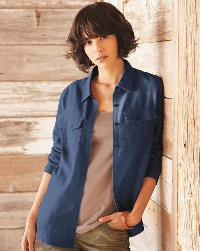 Burnside - Women's Long Sleeve Solid Flannel Shirt* sold by T-Shirt Addicts