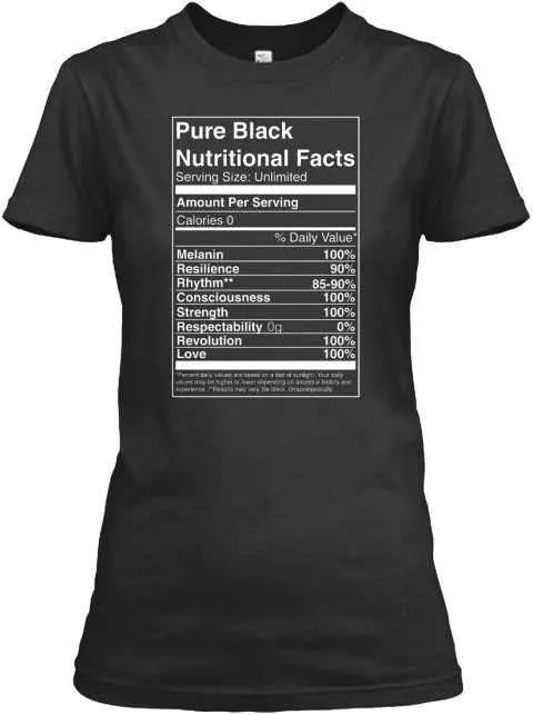 Pure Black Nutritional Facts T-Shirt sold by T-Shirt Addicts