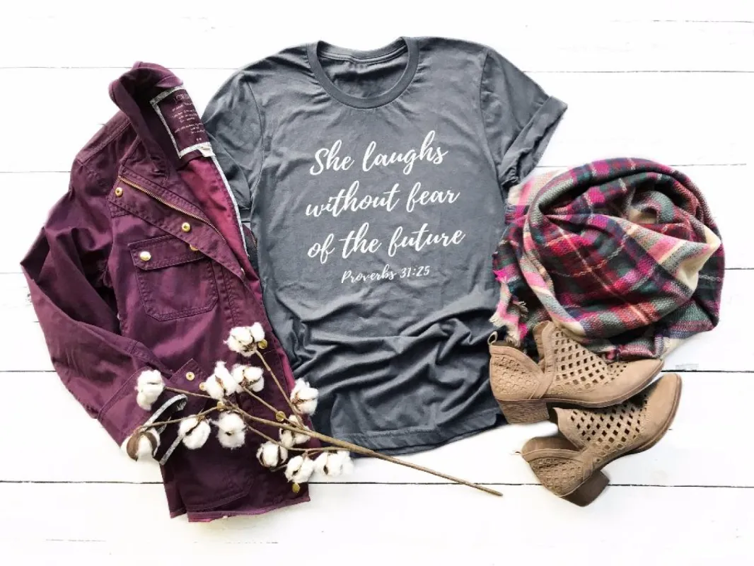 She Laughs Without  Fear of The Future T-Shirt sold by T-Shirt Addicts