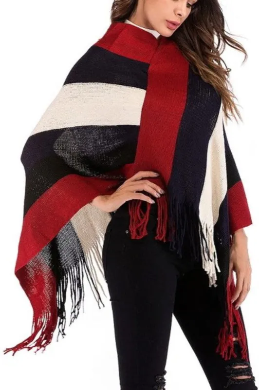 Poncho Style Stripe Sweater* sold by T-Shirt Addicts