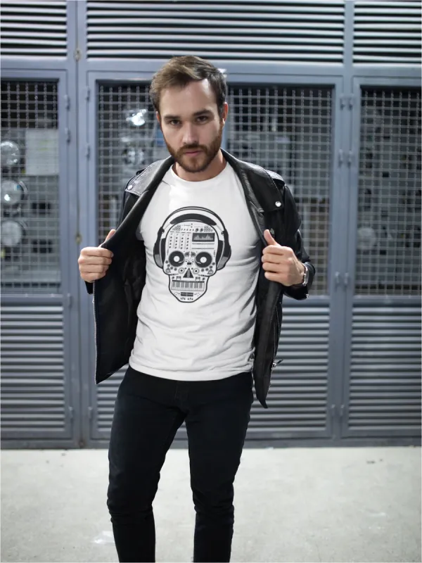 DJ Skull Mixer w/Headphone T-Shirt sold by T-Shirt Addicts