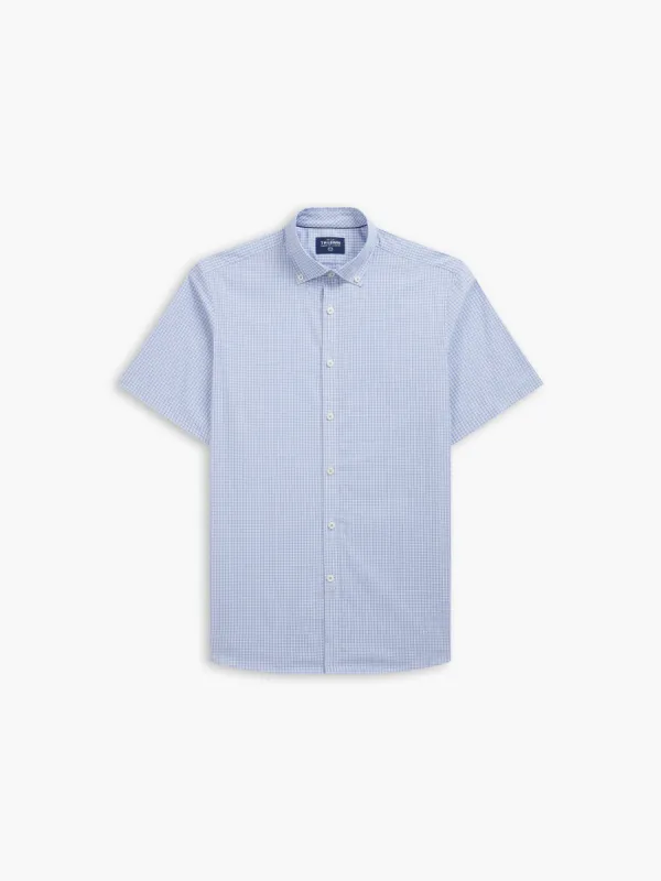 Short Sleeve Blue Micro Check Shirt sold by T.M.Lewin
