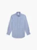 Non-Iron Navy Blue Bengal Stripe Twill Slim Fit Single Cuff Classic Collar Shirt sold by T.M.Lewin