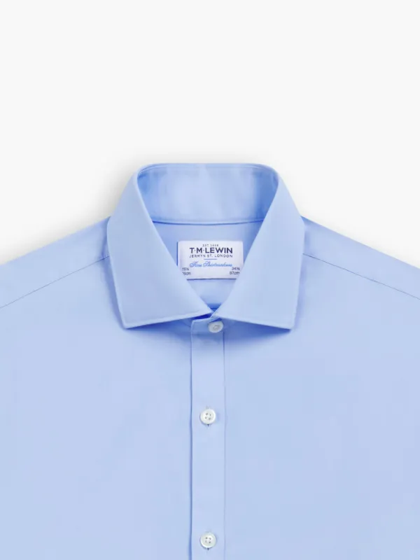 Non-Iron Light Blue Poplin Super Fitted Dual Cuff Cutaway Collar Shirt sold by T.M.Lewin
