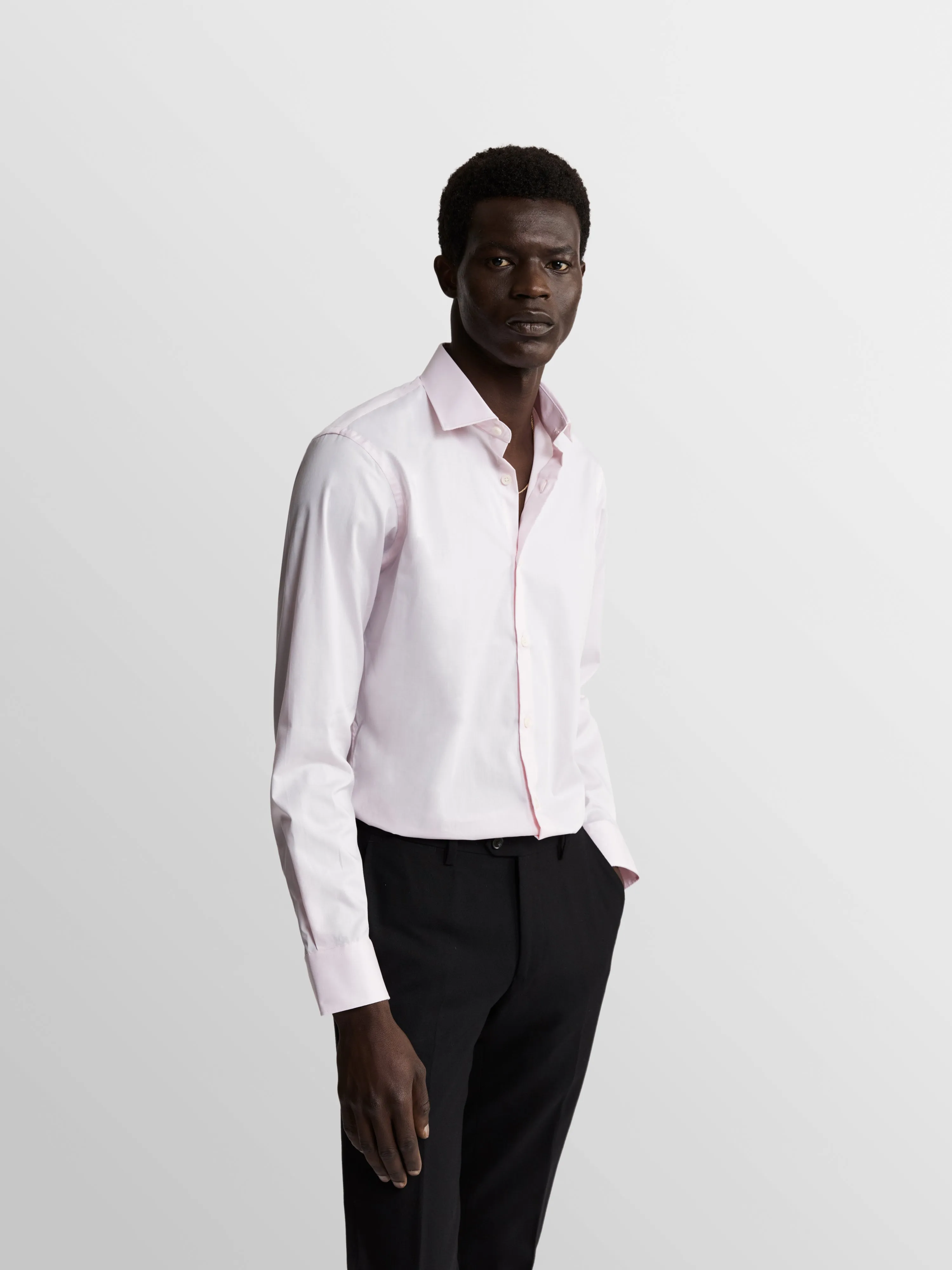 Pink Stretch Twill Slim Fit Single Cuff Classic Collar Shirt sold by T.M.Lewin product image thumbnail 3
