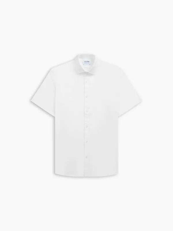 White Twill Slim Fit Classic Collar Short Sleeve Shirt made by T.M.Lewin