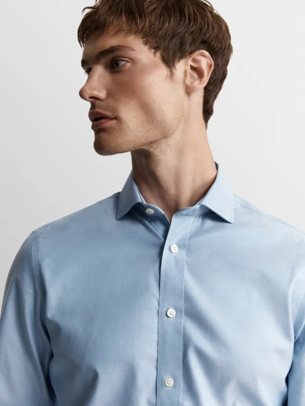 Non-Iron Blue Royal Oxford Slim Fit Single Cuff Semi-Cutaway Collar Shirt sold by T.M.Lewin