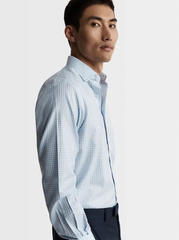 Non-Iron Light Blue Gingham Twill Fitted Single Cuff Classic Collar Shirt sold by T.M.Lewin