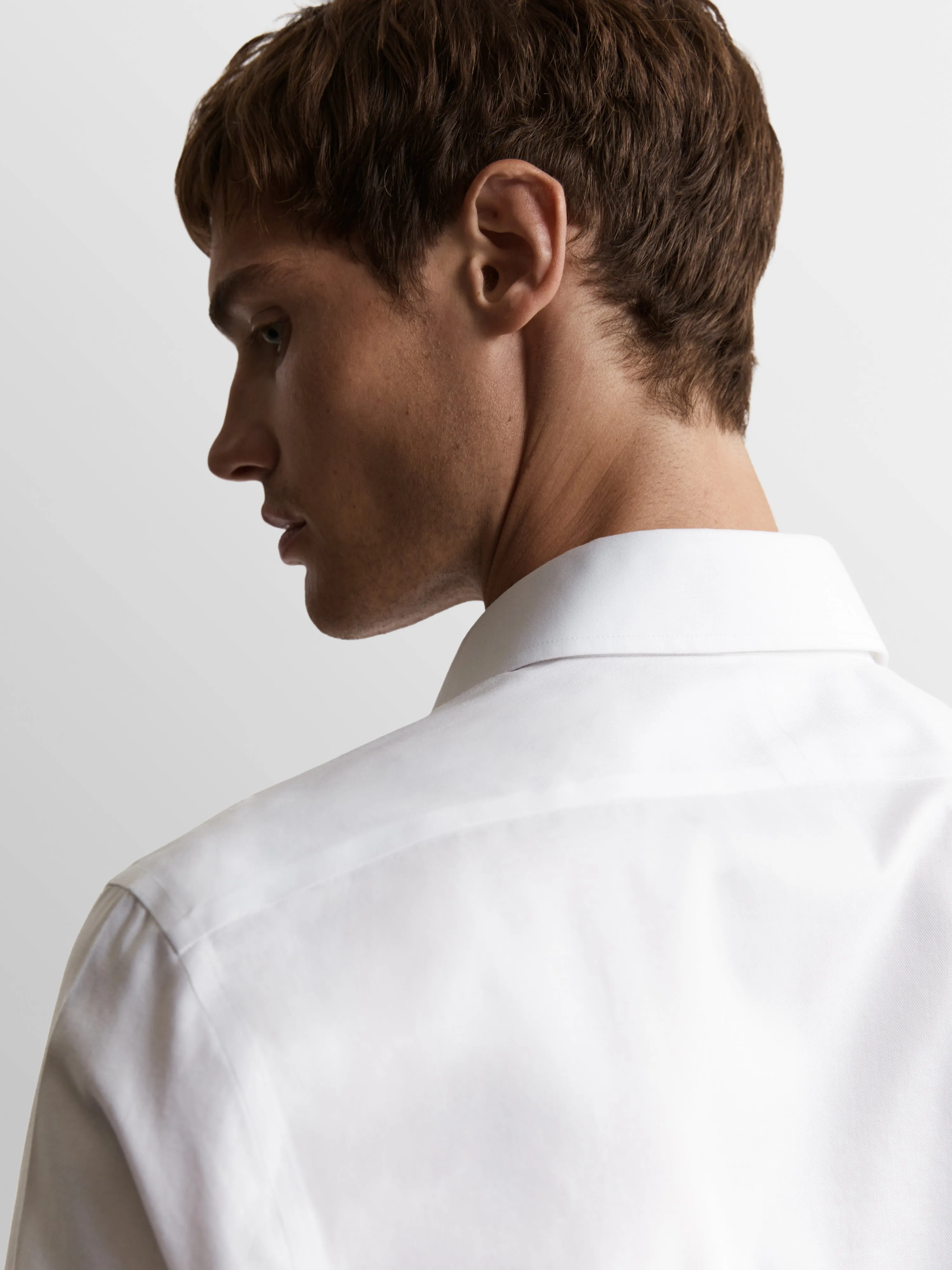 White Bold Twill Slim Fit Double Cuff Classic Collar Shirt sold by T.M.Lewin product image thumbnail 3