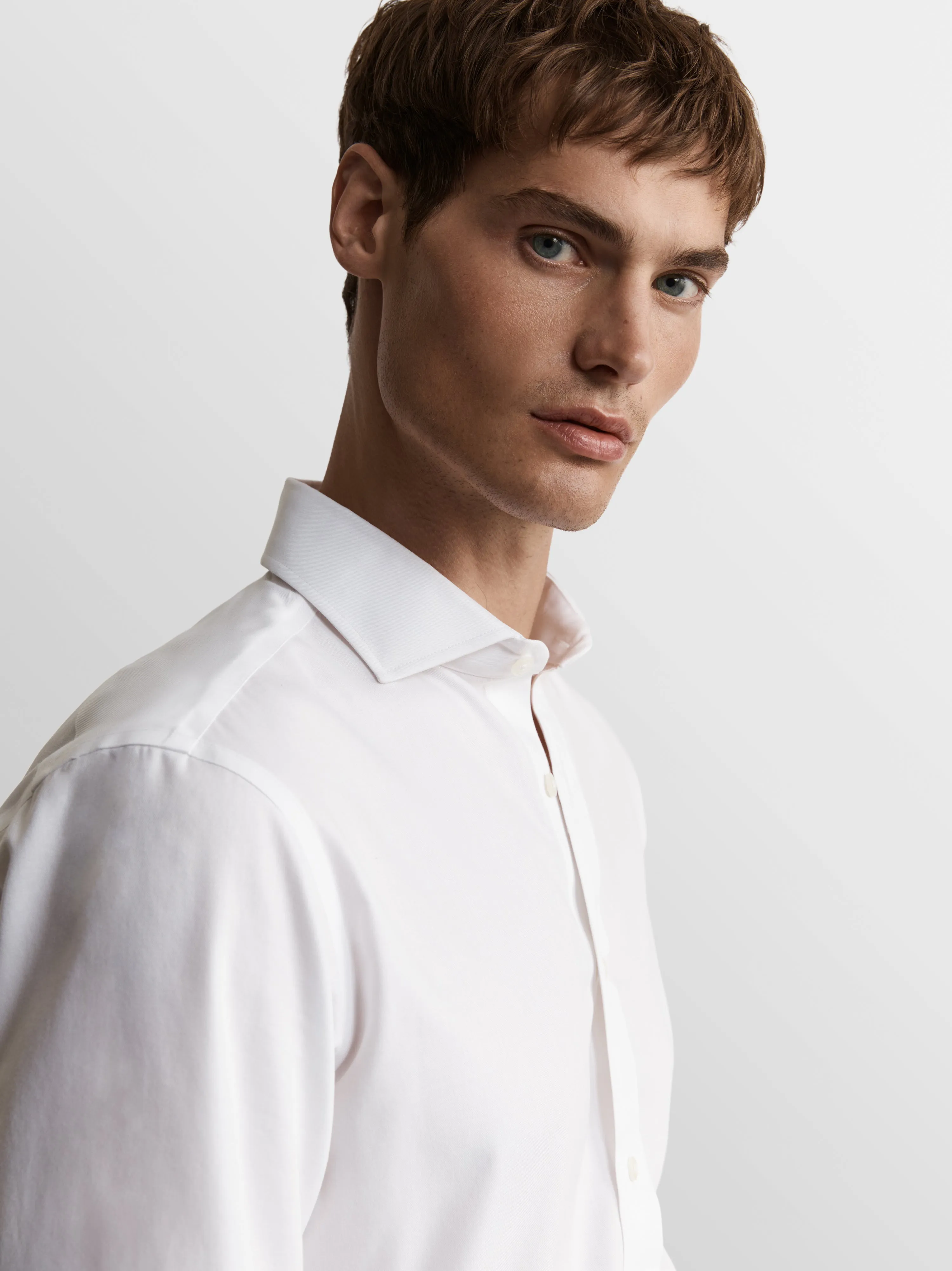 White Bold Twill Slim Fit Double Cuff Classic Collar Shirt sold by T.M.Lewin product image thumbnail 2