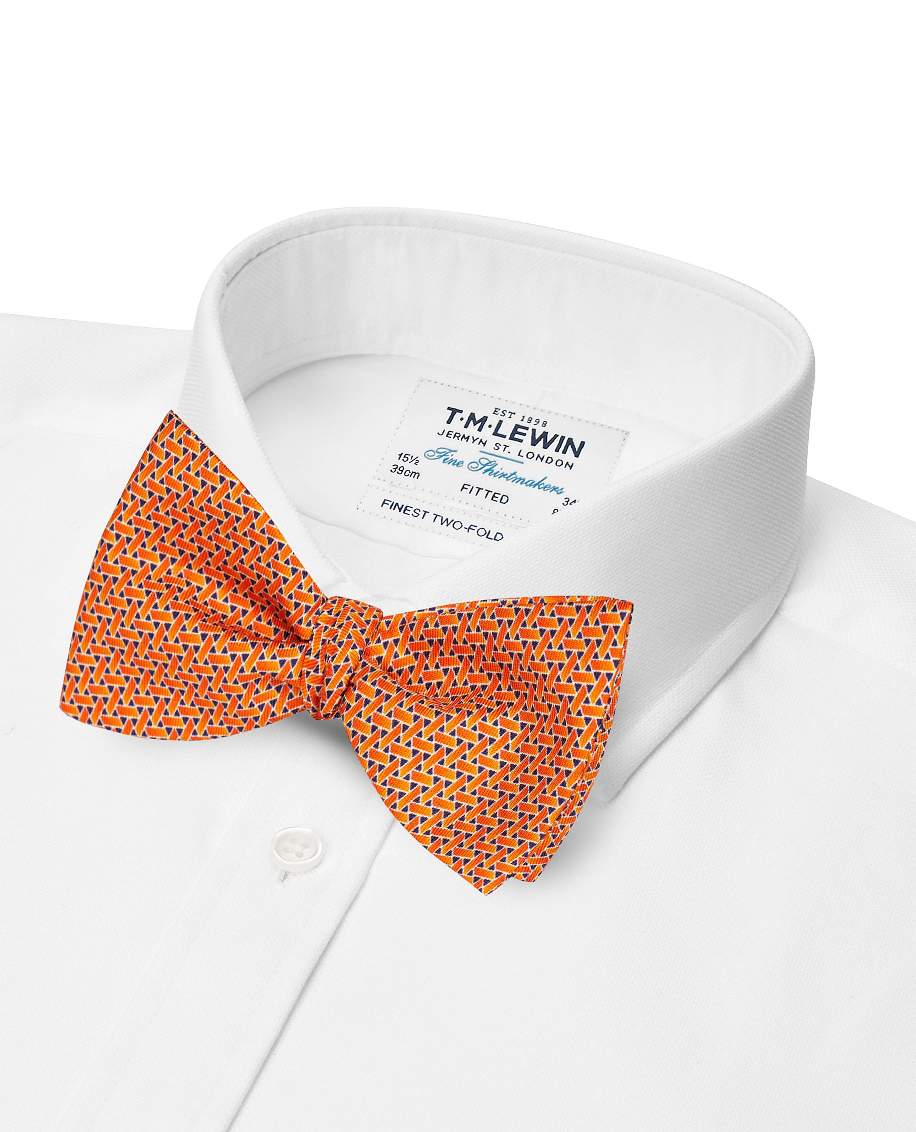Orange Basket Weave Print Self Tie Bow Tie sold by T.M.Lewin product image thumbnail 2