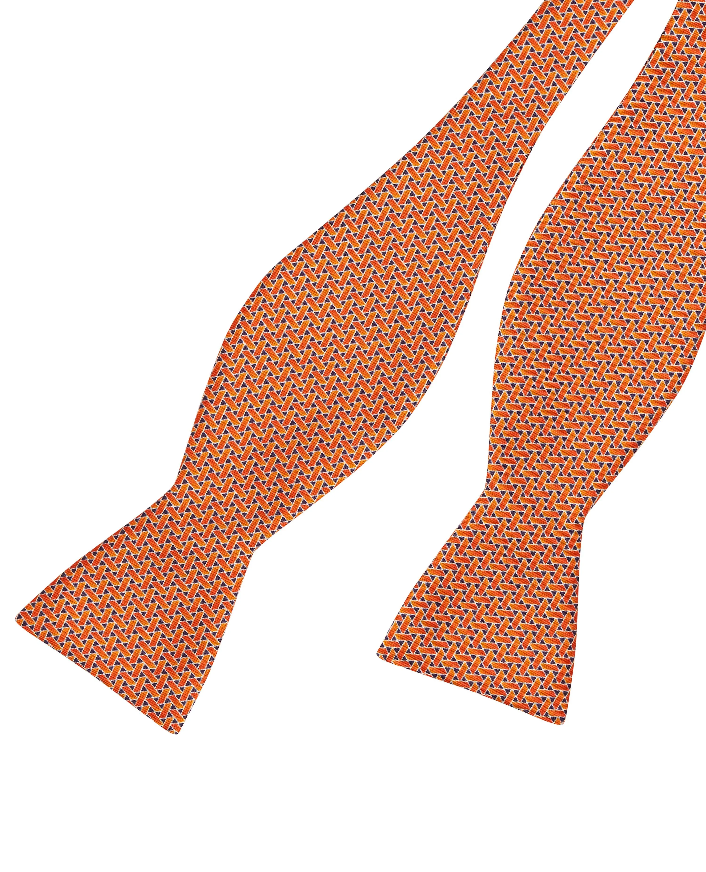 Orange Basket Weave Print Self Tie Bow Tie sold by T.M.Lewin