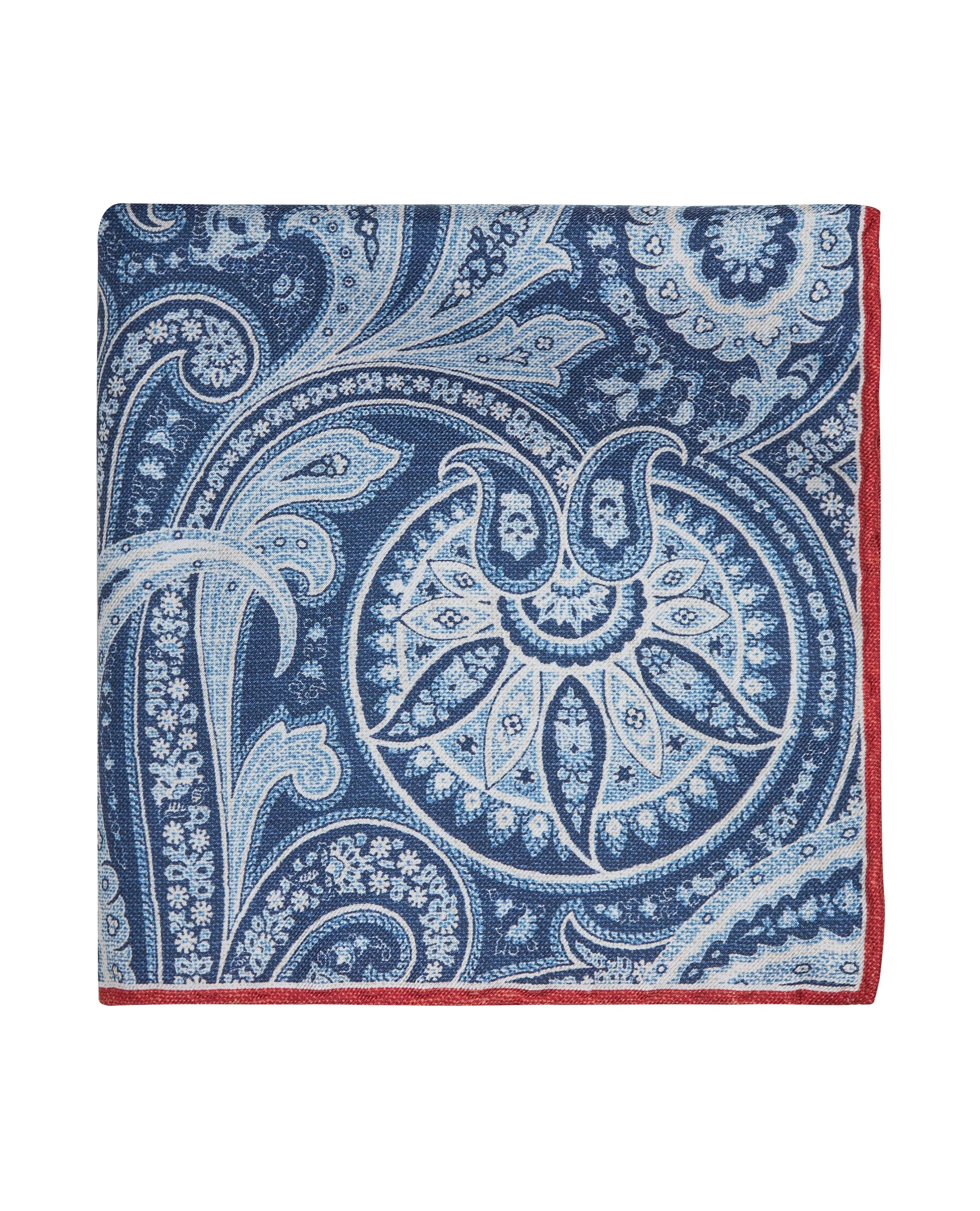 Blue Red Paisley Silk Pocket Square sold by T.M.Lewin