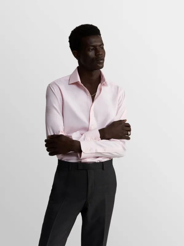 Non-Iron Pink Lightweight Twill Slim Fit Single Cuff Classic Collar Shirt sold by T.M.Lewin