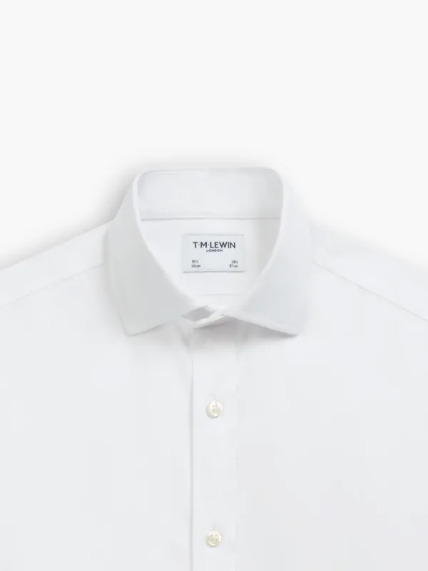 Non-Iron White Twill Fitted Single Cuff Semi Cutaway Collar Shirt sold by T.M.Lewin