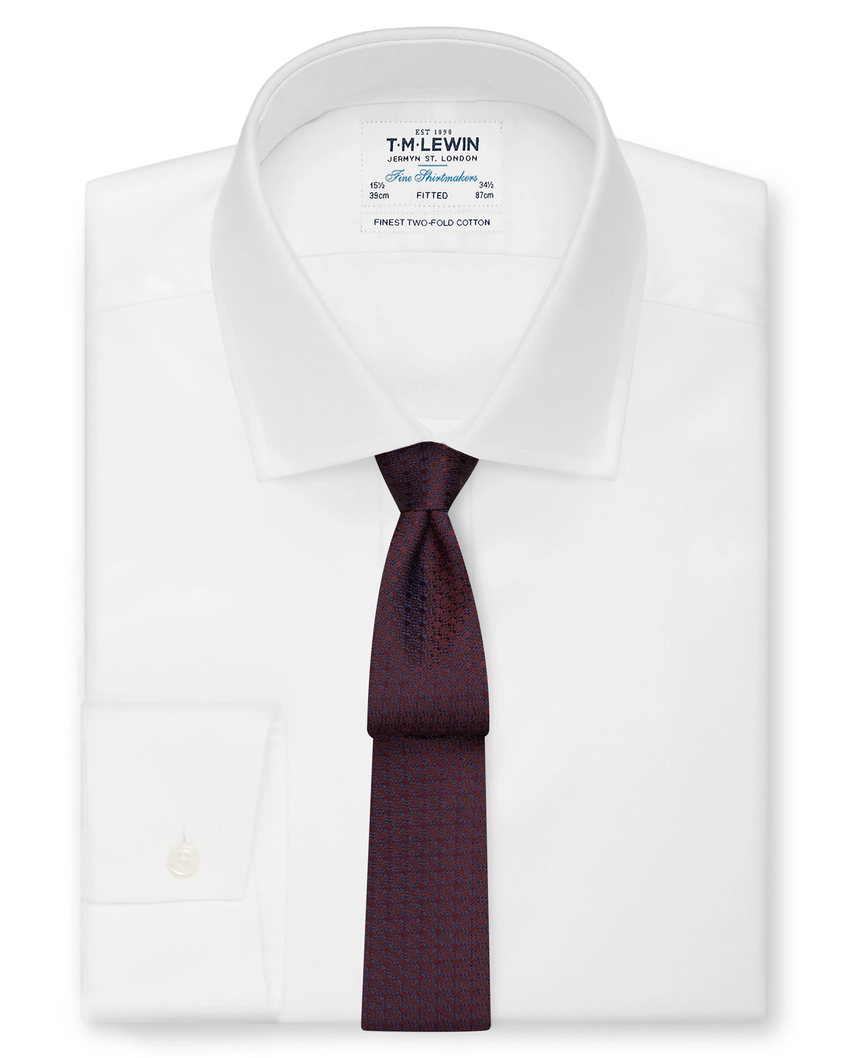 Burgundy Geometric Jacquard Silk Slim Tie sold by T.M.Lewin product image thumbnail 2