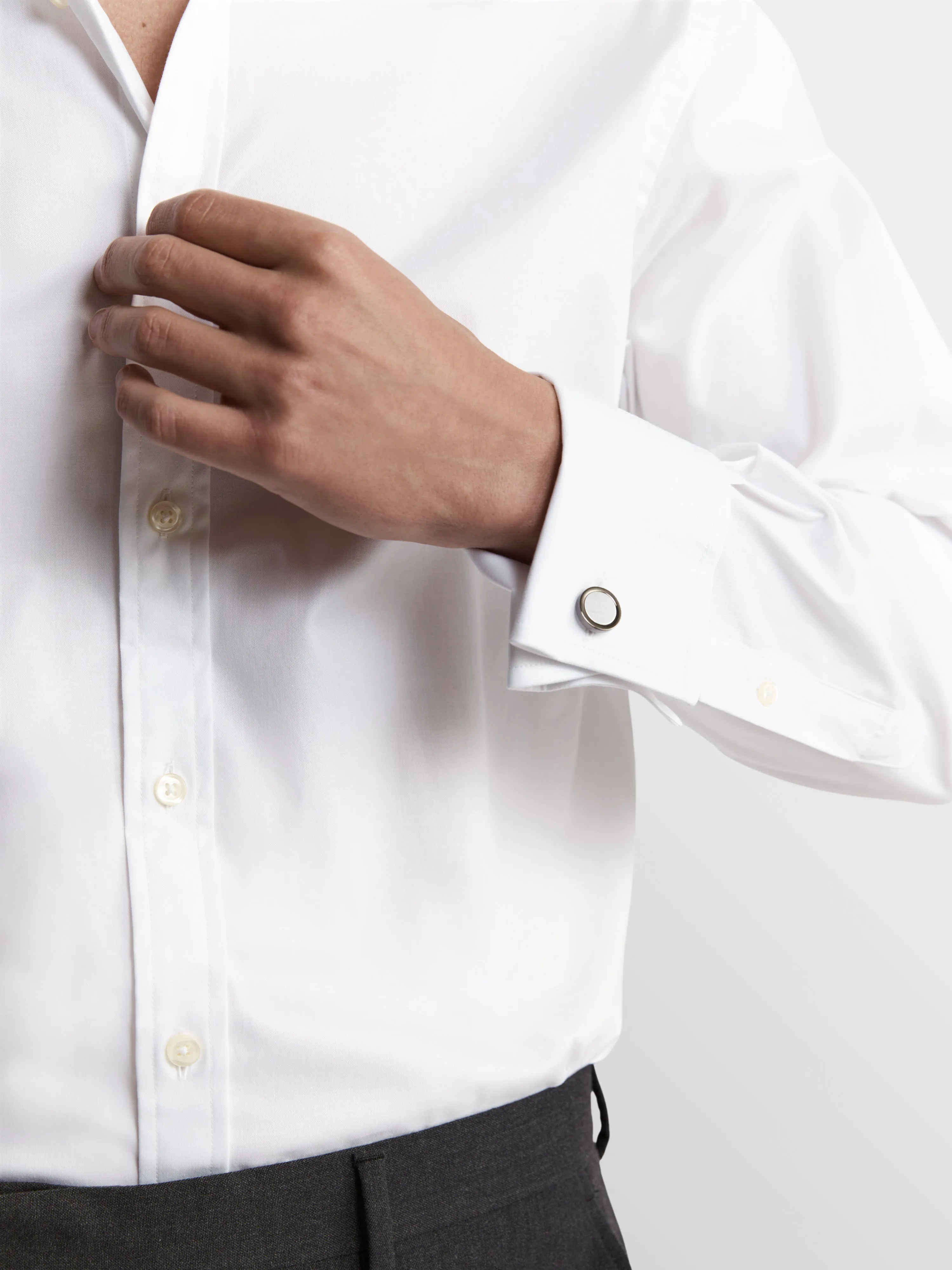 Non-Iron White Twill Super Fitted Double Cuff Classic Collar Shirt sold by T.M.Lewin product image thumbnail 5