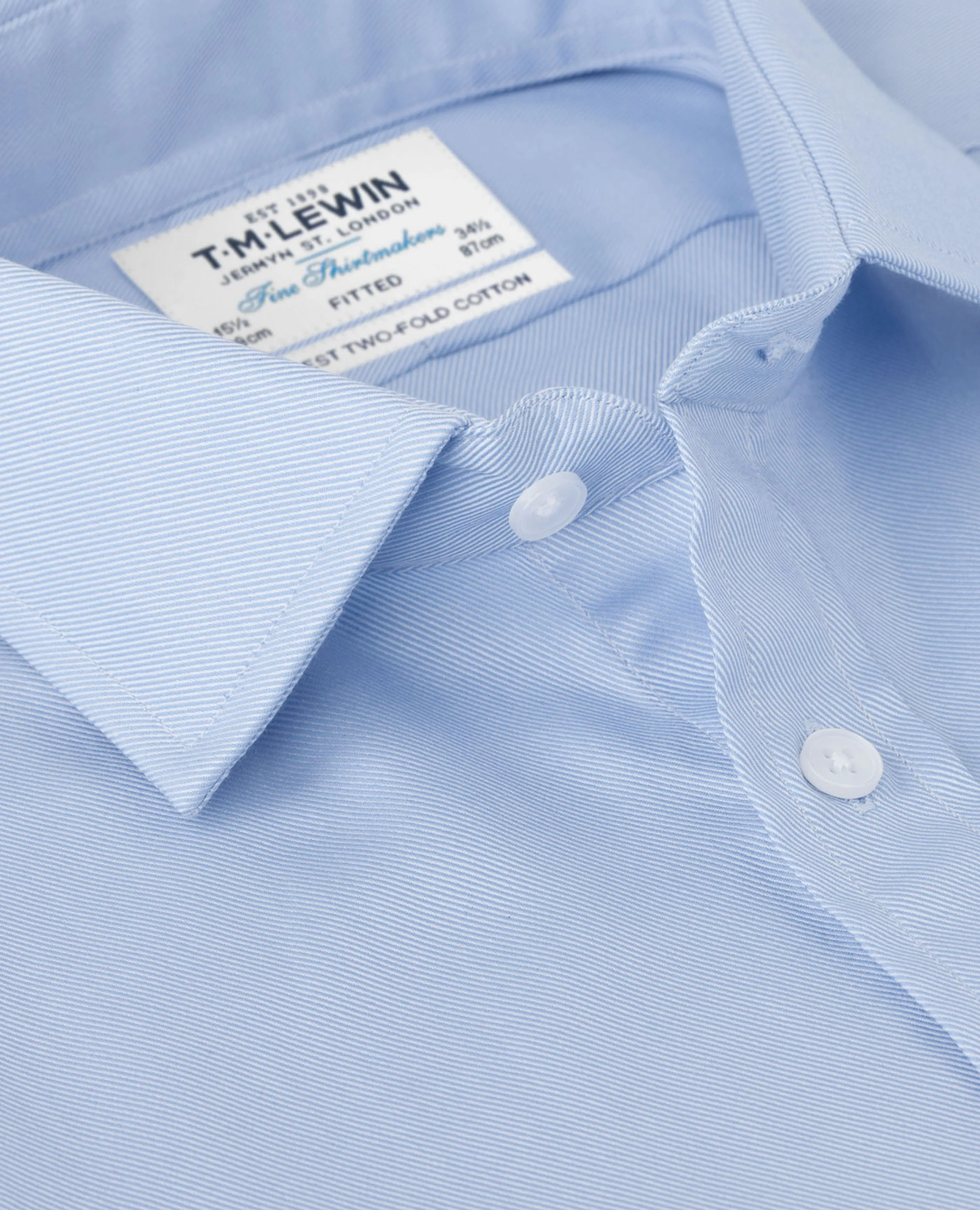 Fitted Plain Blue Luxury Twill Button Cuff Shirt sold by T.M.Lewin product image thumbnail 2