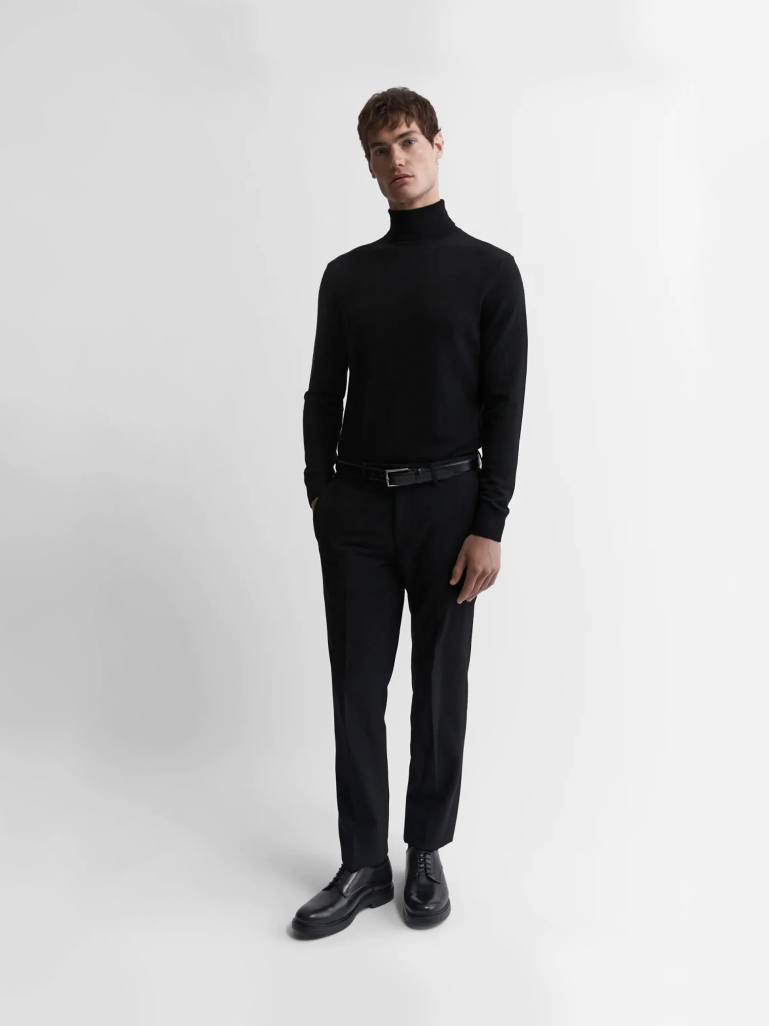 Merino Roll Neck Jumper - Black sold by T.M.Lewin product image thumbnail 3