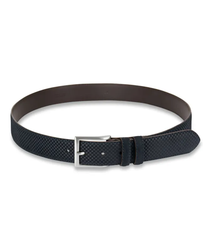 Navy Check Suede Belt sold by T.M.Lewin