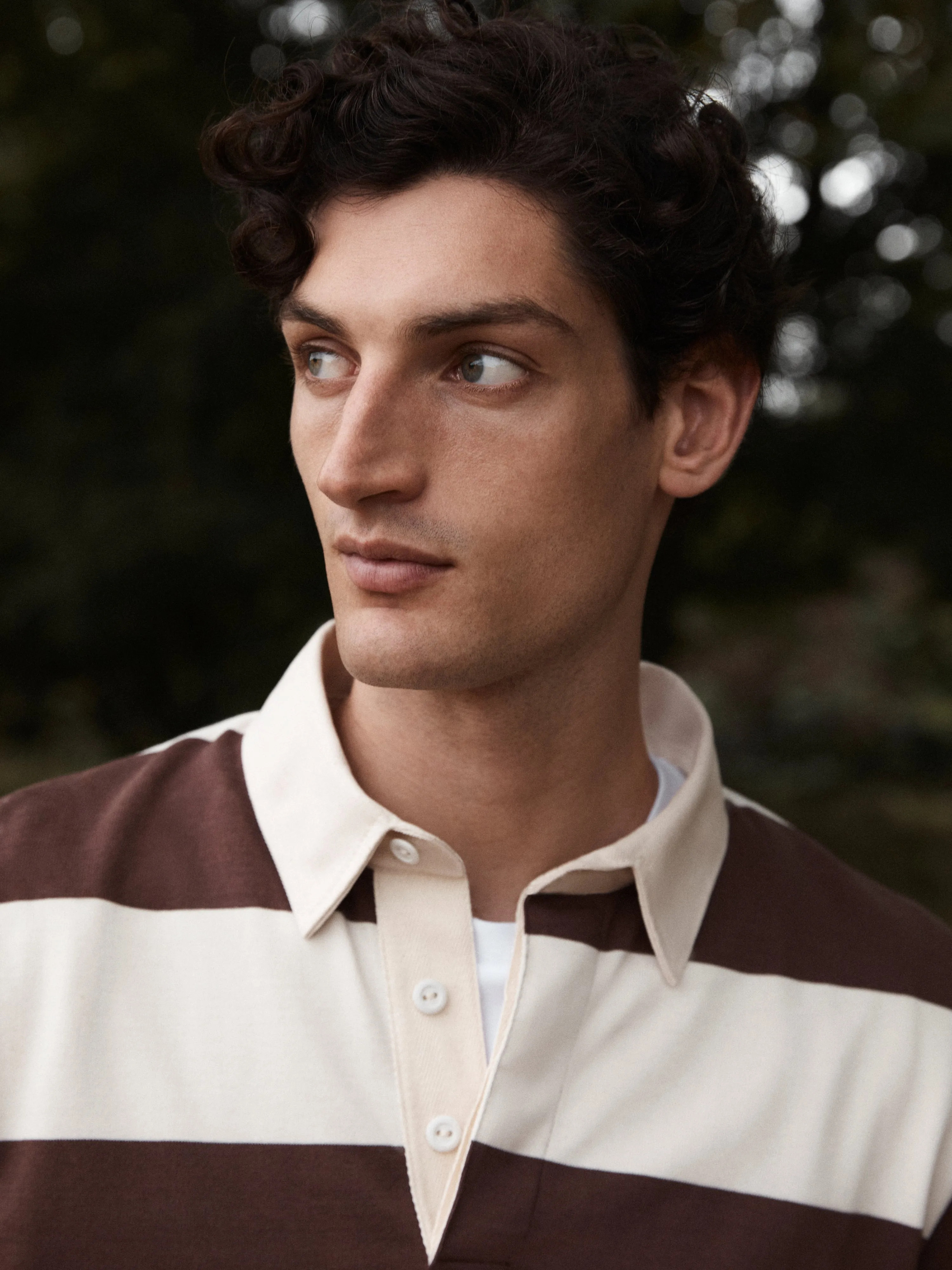 Cotton Rugby Shirt in Brown Stripe sold by T.M.Lewin product image thumbnail 2