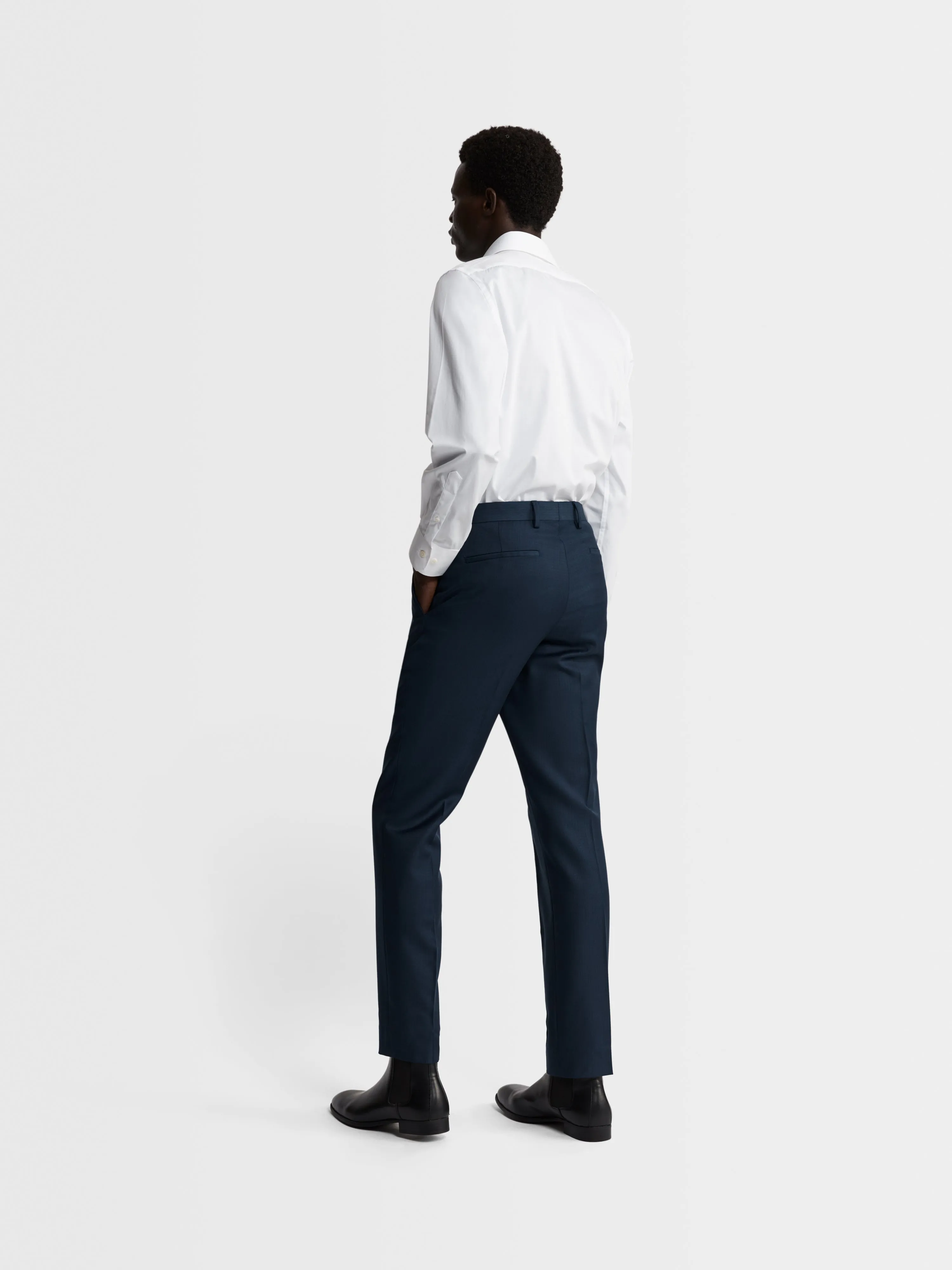 White Stretch Twill Fitted Single Cuff Classic Collar Shirt sold by T.M.Lewin product image thumbnail 5