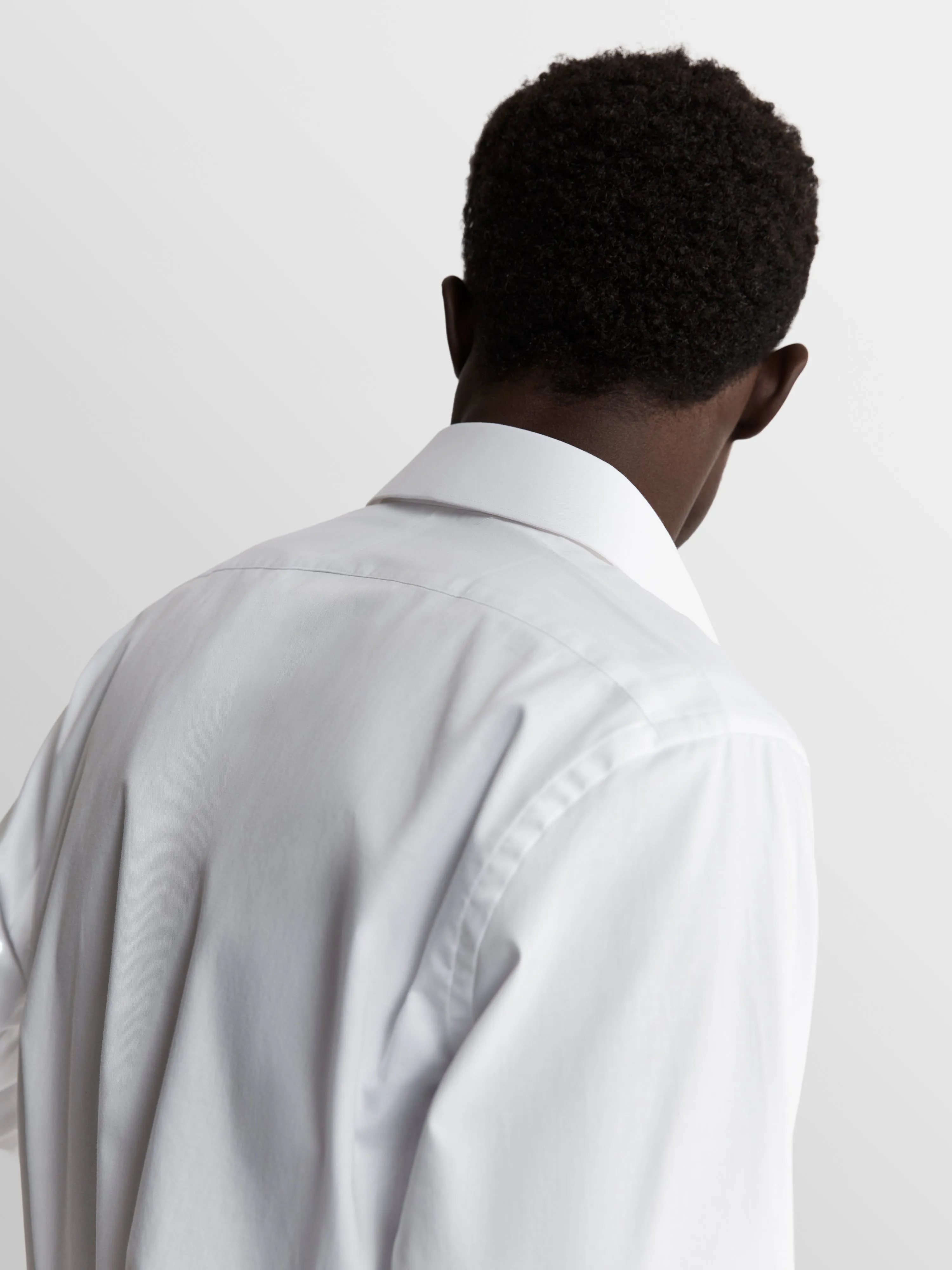 White Stretch Twill Fitted Single Cuff Classic Collar Shirt sold by T.M.Lewin product image thumbnail 3