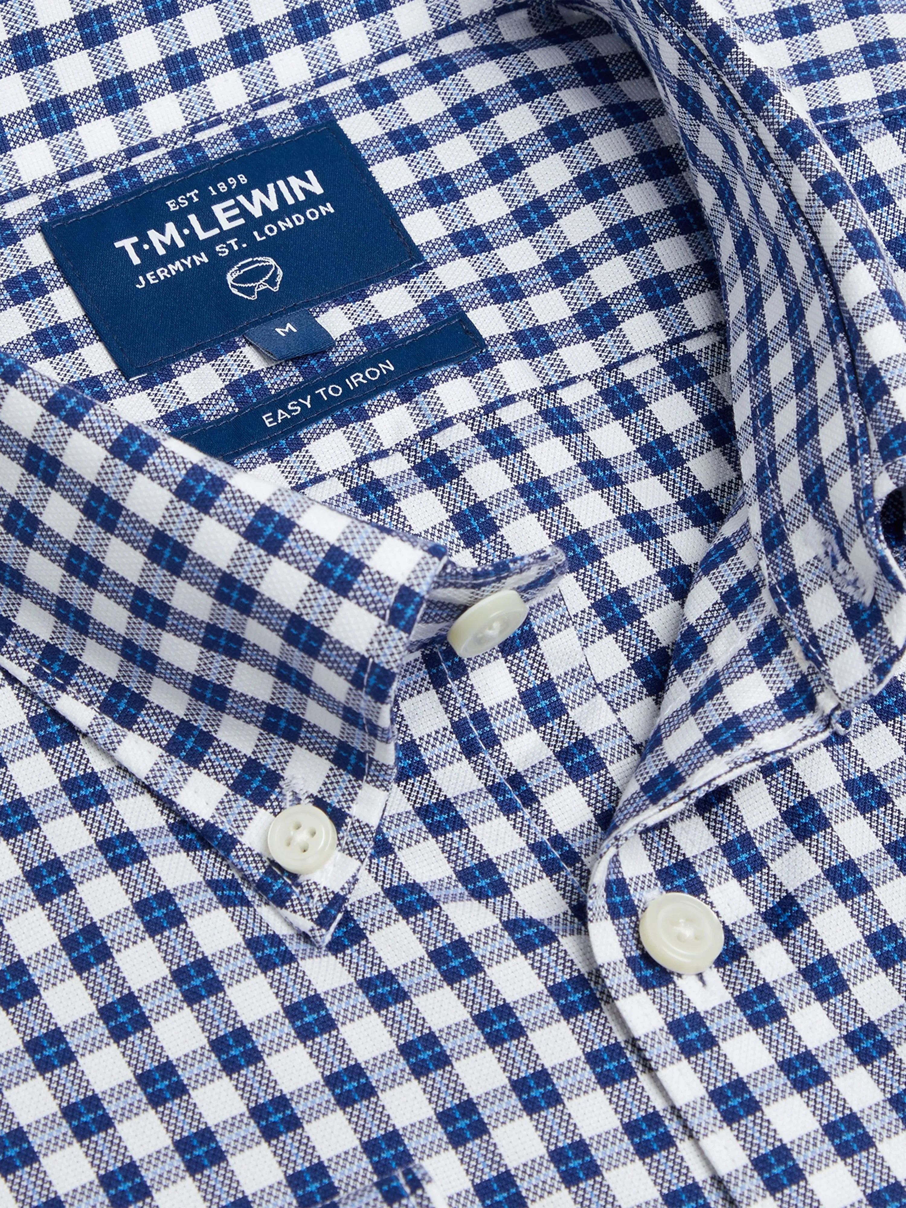 Royal Oxford Slim Fit Check Navy Blue Shirt sold by T.M.Lewin product image thumbnail 2