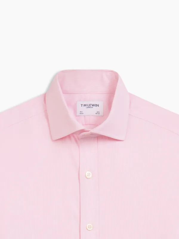 Non-Iron Pink Mini Pinstripe Plain Weave Slim Fit Dual Cuff Semi-Cutaway Collar Shirt sold by T.M.Lewin