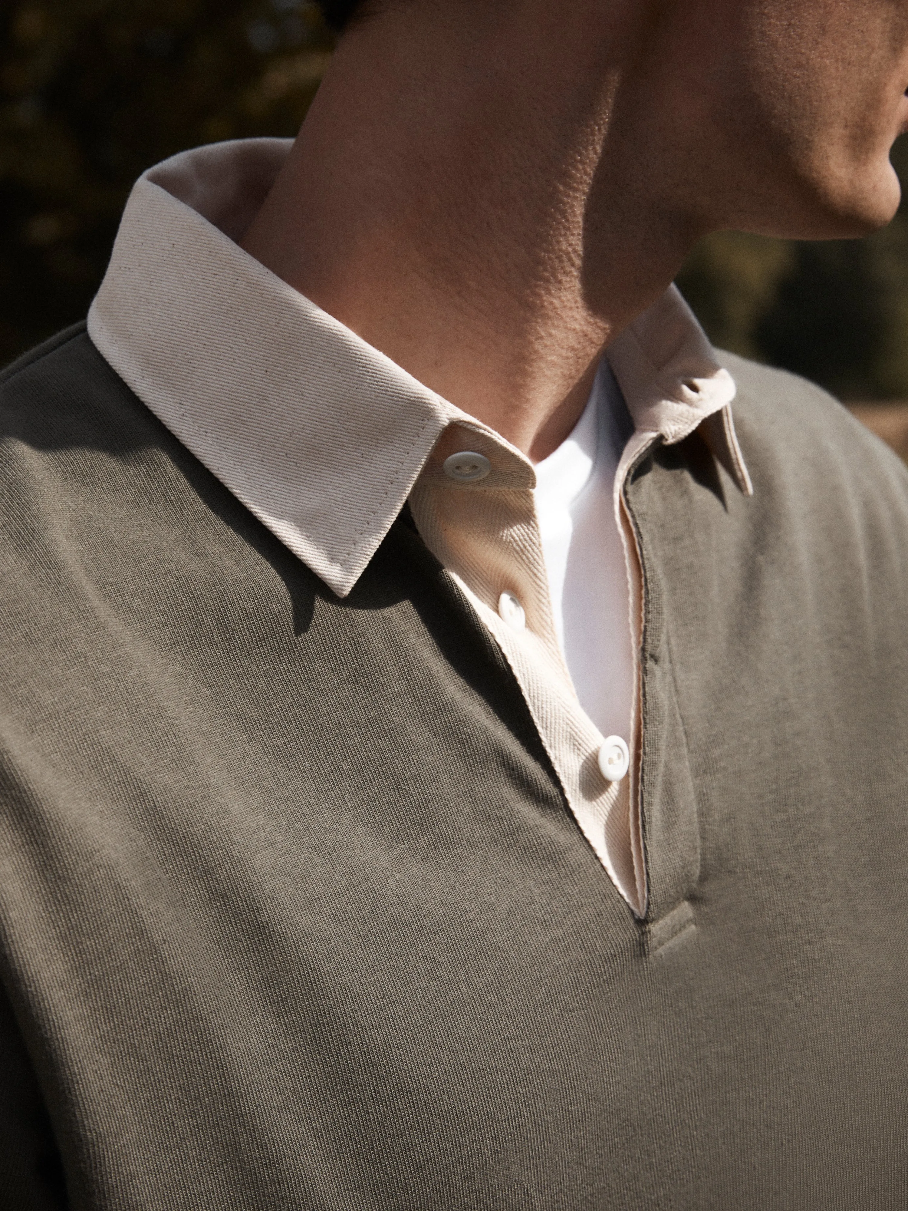 Cotton Rugby Shirt in Khaki sold by T.M.Lewin product image thumbnail 4