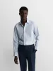 Light Blue Micro Check Plain Weave Slim Fit Single Cuff Classic Collar Shirt sold by T.M.Lewin