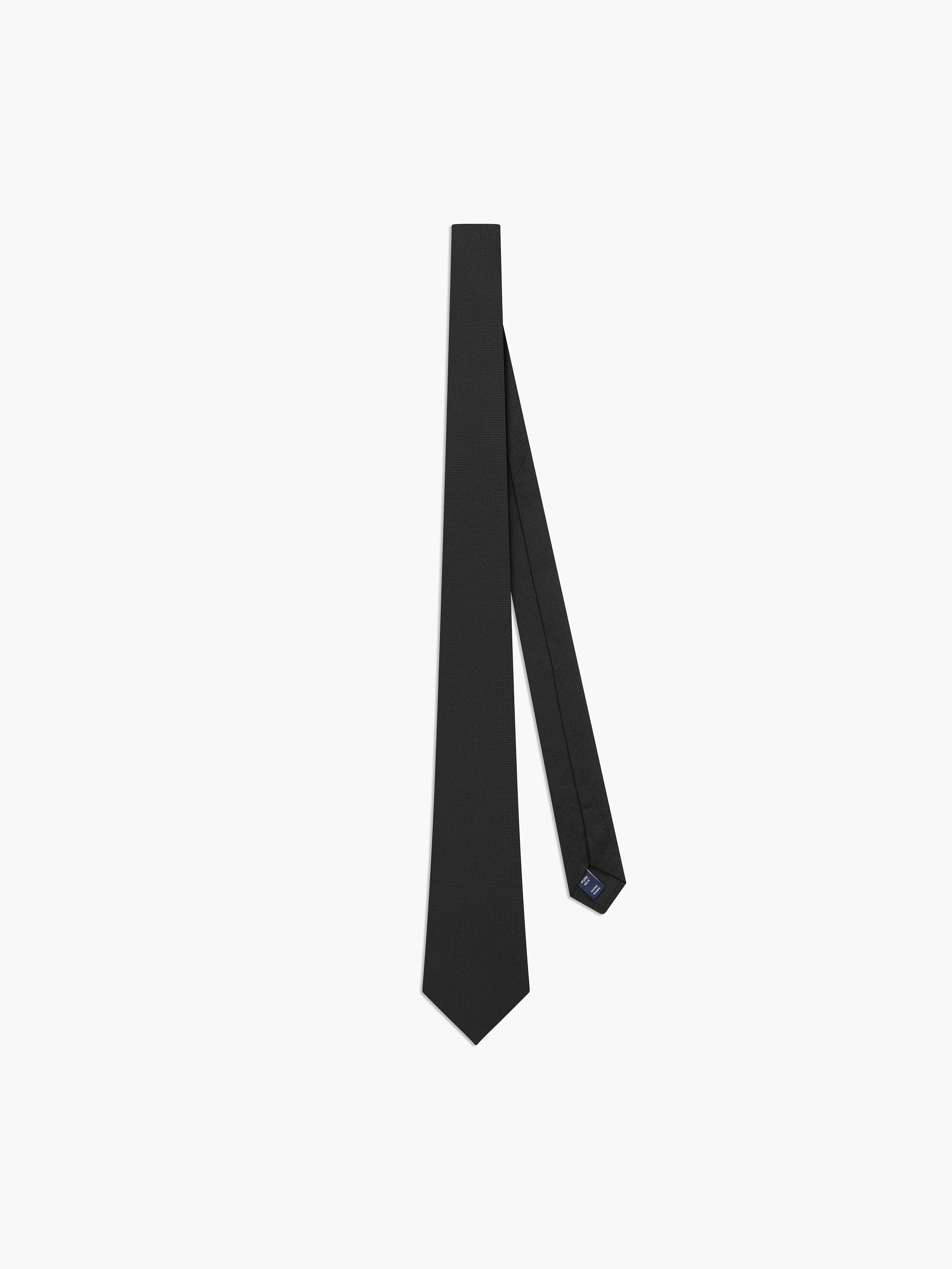 Black Textured Slim Silk Tie sold by T.M.Lewin