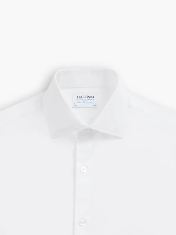 Non-Iron White Poplin Fitted Dual Cuff Classic Collar Shirt sold by T.M.Lewin