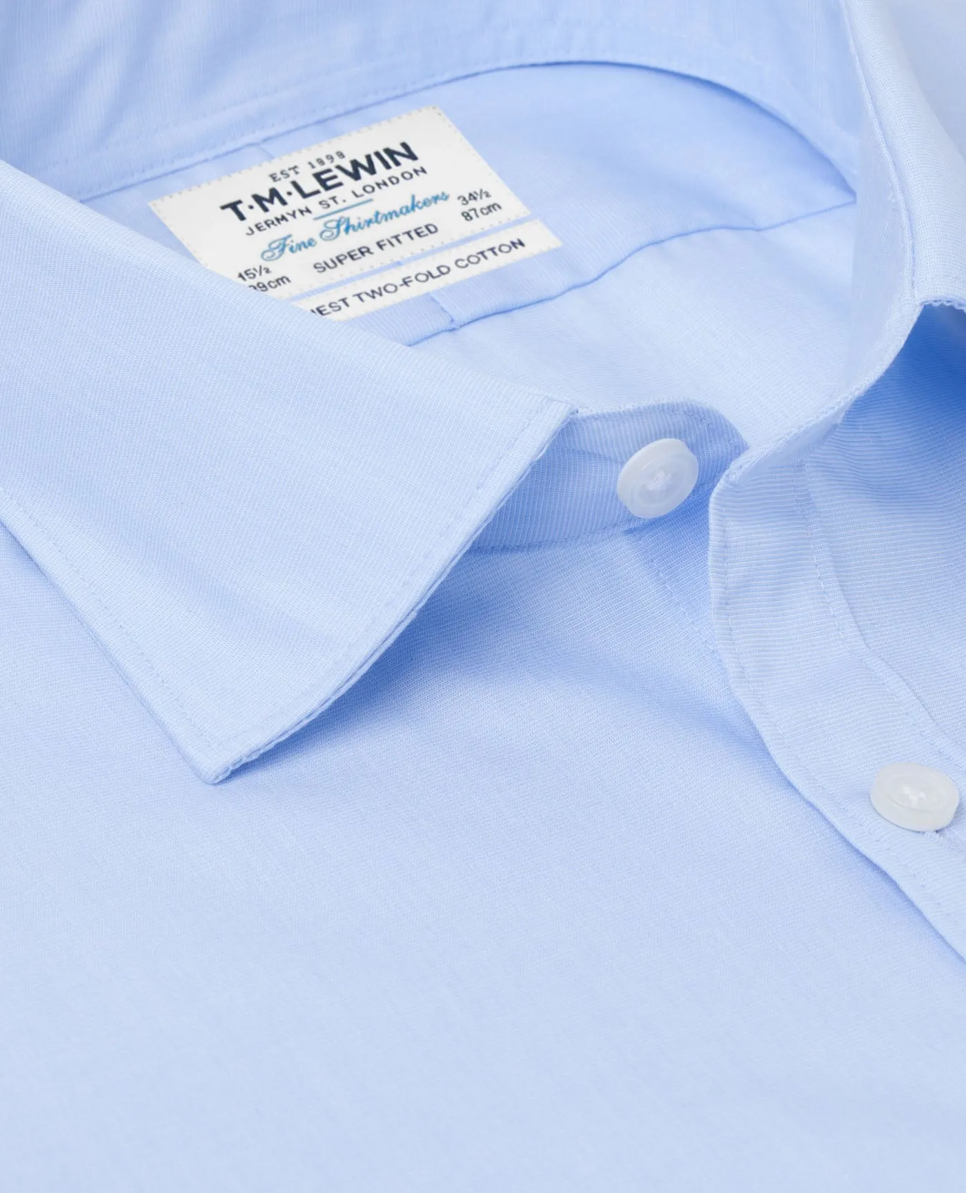 Super Fitted Double Cuff Plain Light Blue Shirt sold by T.M.Lewin product image thumbnail 2