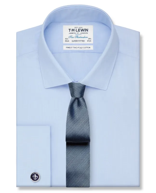 Super Fitted Double Cuff Plain Light Blue Shirt sold by T.M.Lewin