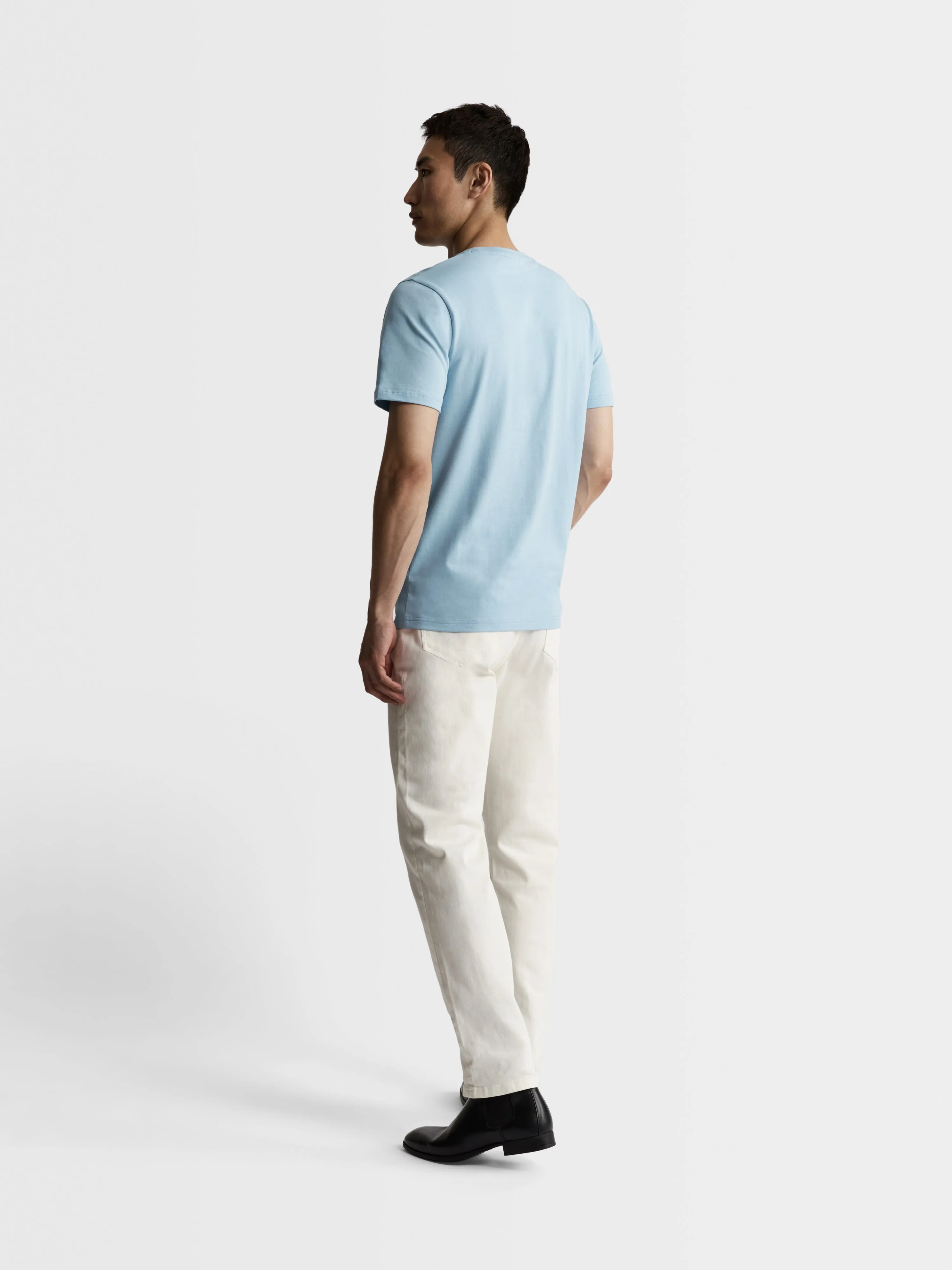 Light Blue Organic Cotton Crew Neck T-Shirt sold by T.M.Lewin product image thumbnail 4