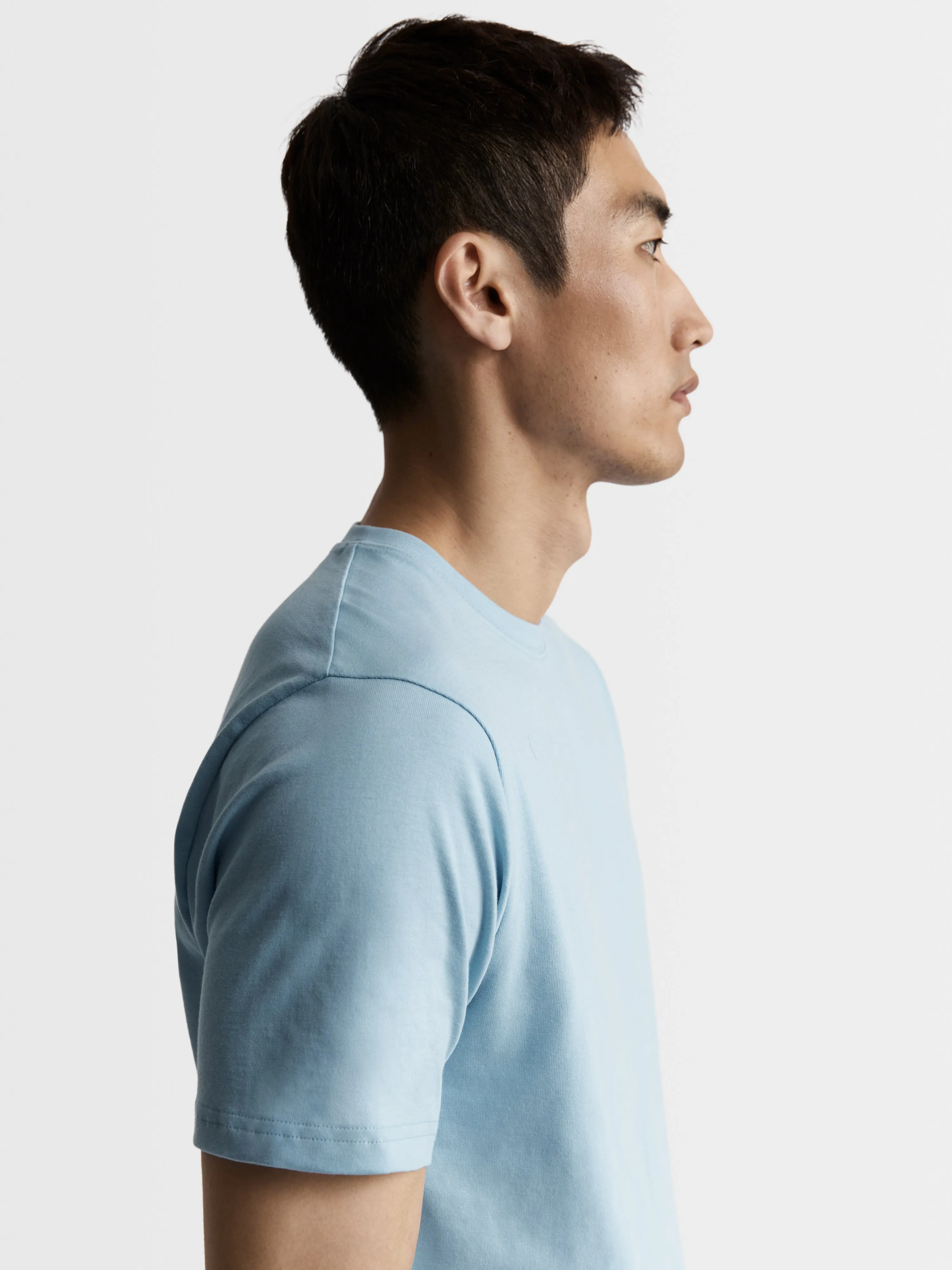 Light Blue Organic Cotton Crew Neck T-Shirt sold by T.M.Lewin product image thumbnail 2