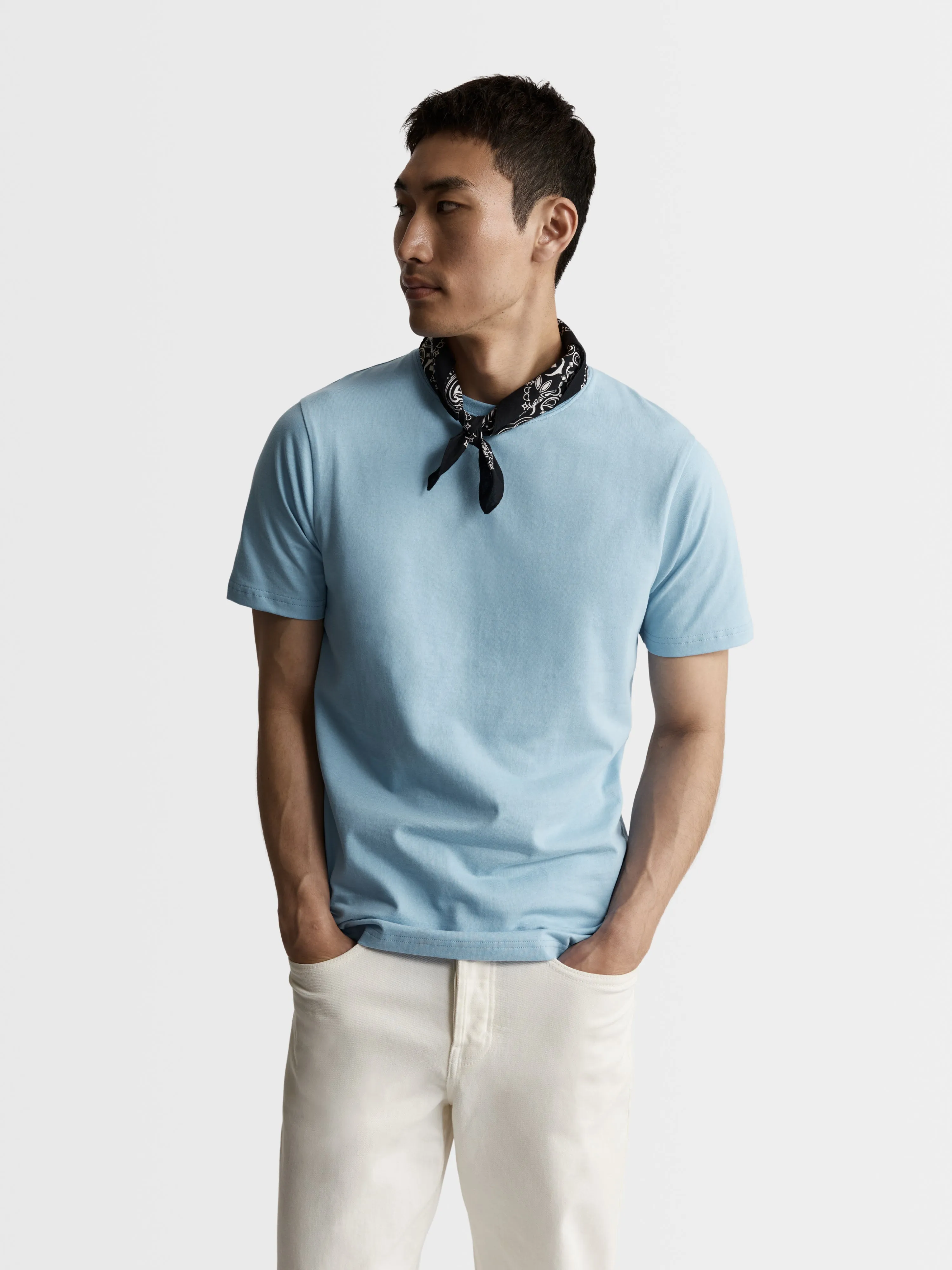 Light Blue Organic Cotton Crew Neck T-Shirt sold by T.M.Lewin product image thumbnail 5