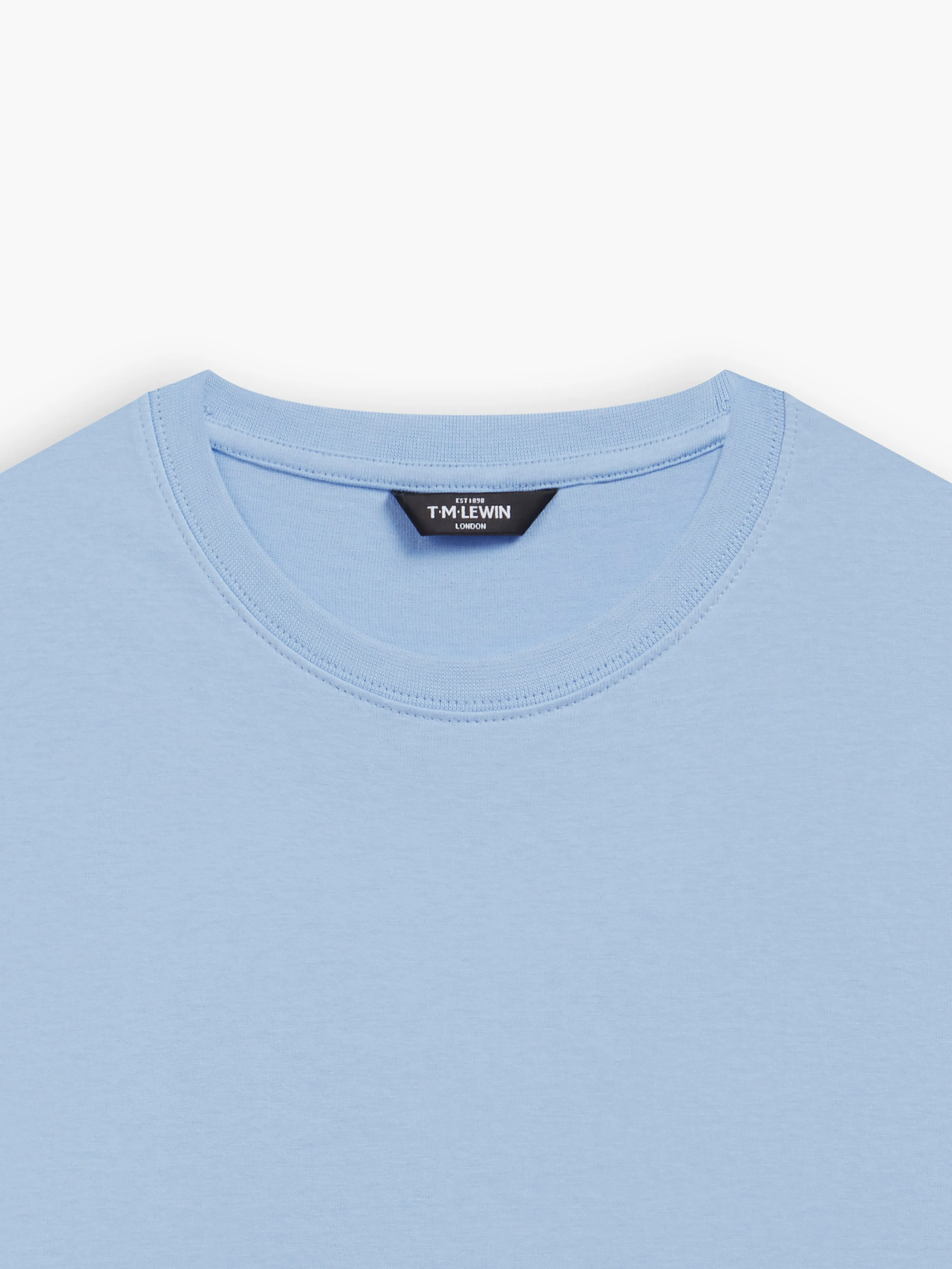 Light Blue Organic Cotton Crew Neck T-Shirt sold by T.M.Lewin product image thumbnail 3