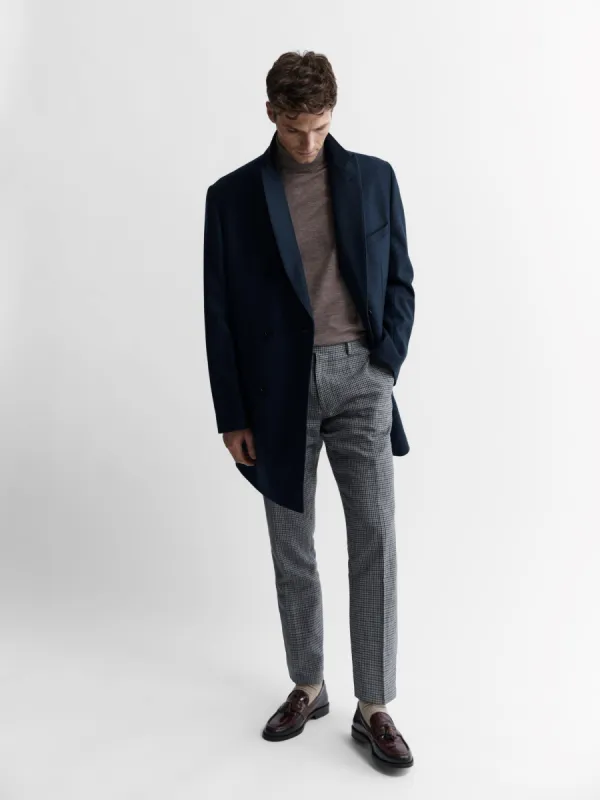 Seymour Slim Fit Overcoat in Blue Wool sold by T.M.Lewin