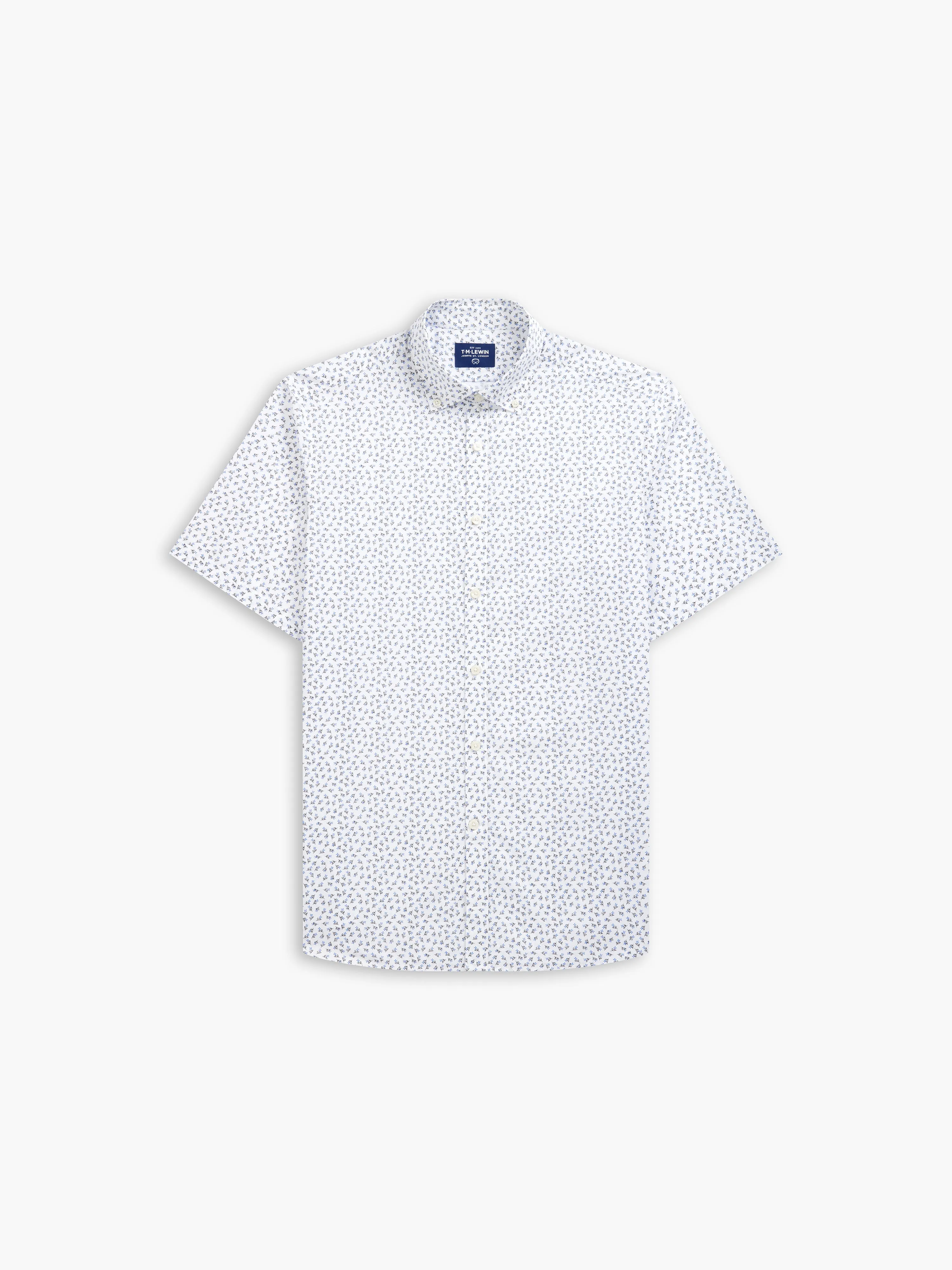 Short Sleeve Floral Shirt White Navy sold by T.M.Lewin
