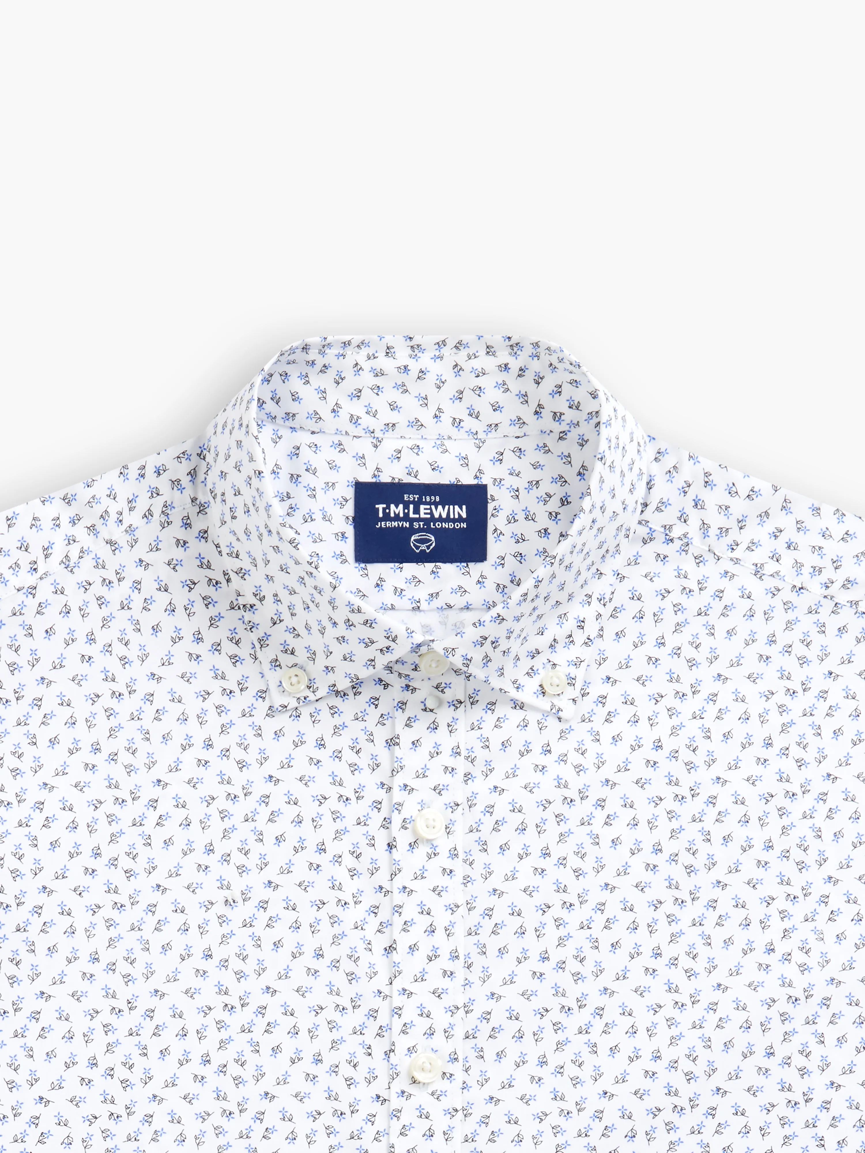 Short Sleeve Floral Shirt White Navy sold by T.M.Lewin product image thumbnail 2