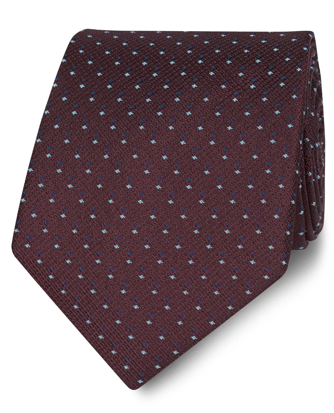 Double Dash Spot Tie Burgundy Blue sold by T.M.Lewin