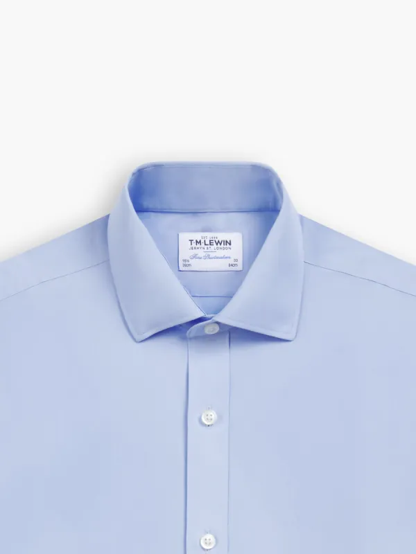 Non-Iron Light Blue Poplin Fitted Dual Cuff Classic Collar Shirt sold by T.M.Lewin