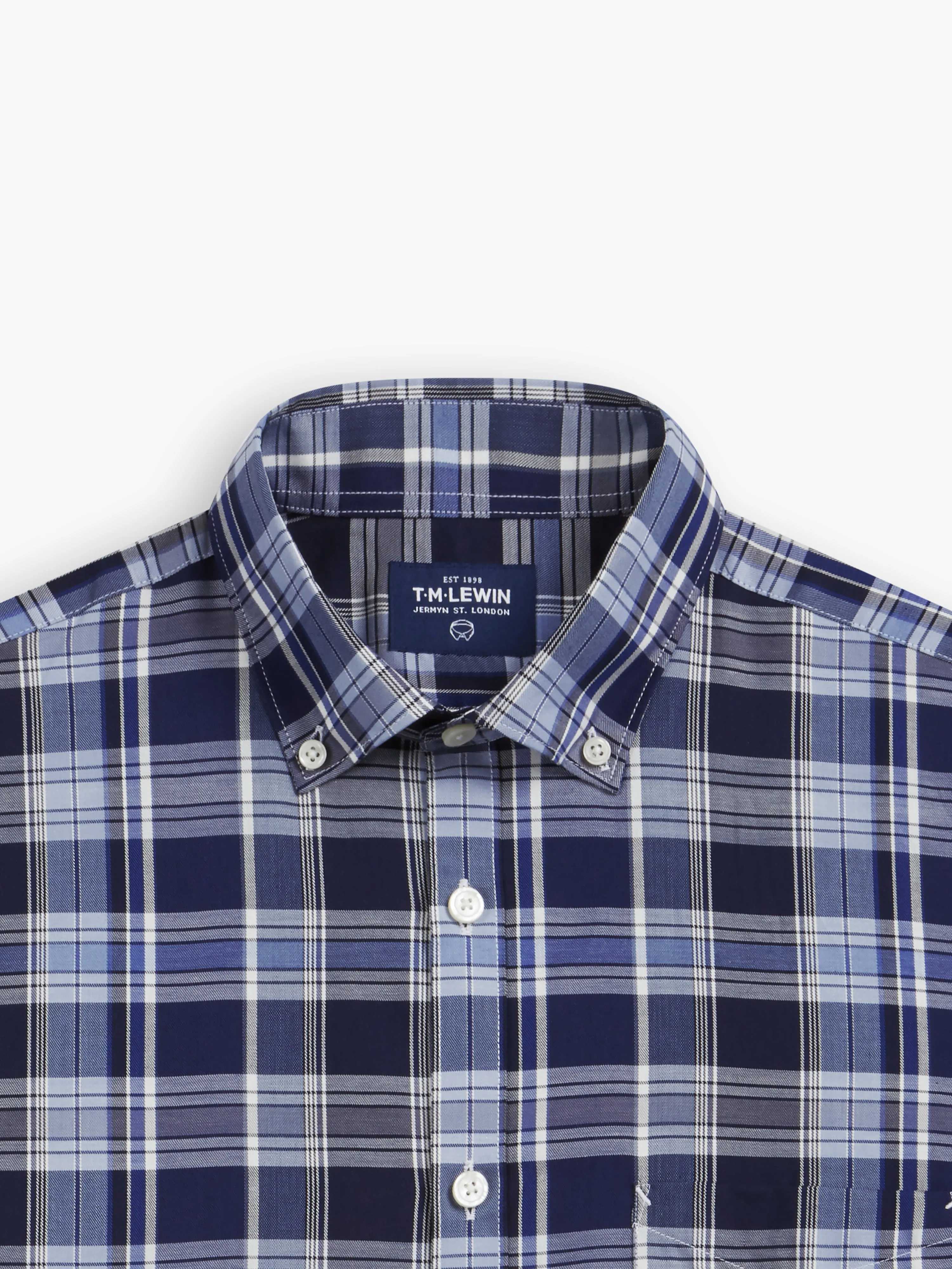 Large Check Slim Fit Blue Navy White Shirt sold by T.M.Lewin product image thumbnail 2