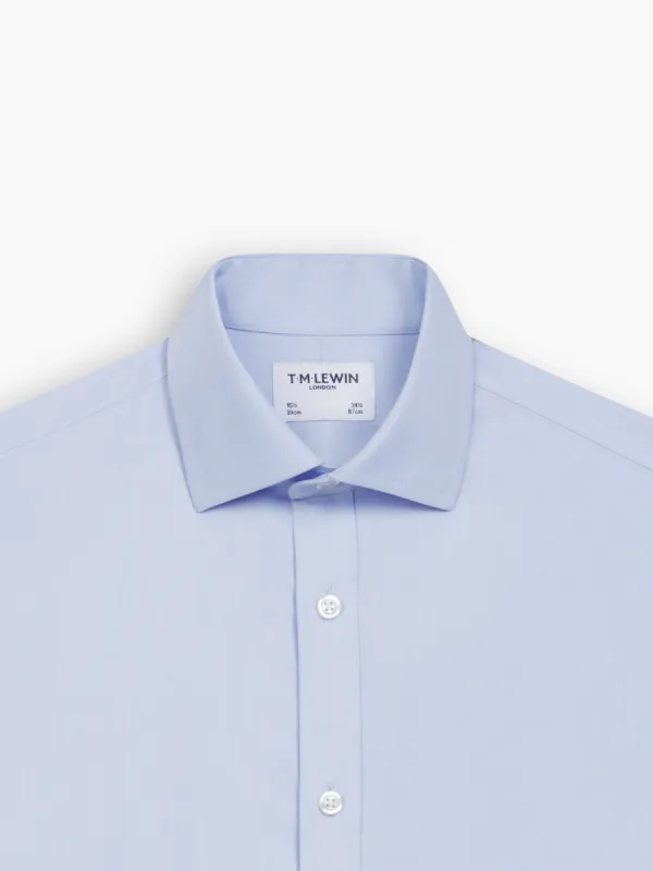 Non-Iron Light Blue Twill Super Fitted Dual Cuff Classic Collar Shirt sold by T.M.Lewin