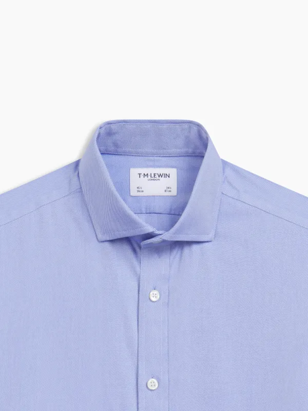 Non-Iron Navy Blue Left Hand Twill Fitted Single Cuff Semi-Cutaway Collar Shirt sold by T.M.Lewin