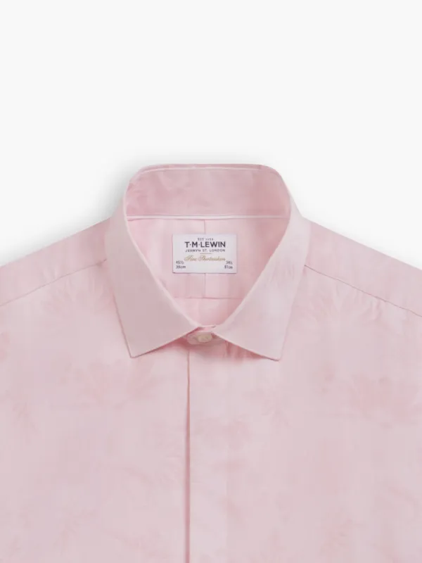 Pink Jacquard Floral Slim Fit Single Cuff Classic Collar Shirt sold by T.M.Lewin