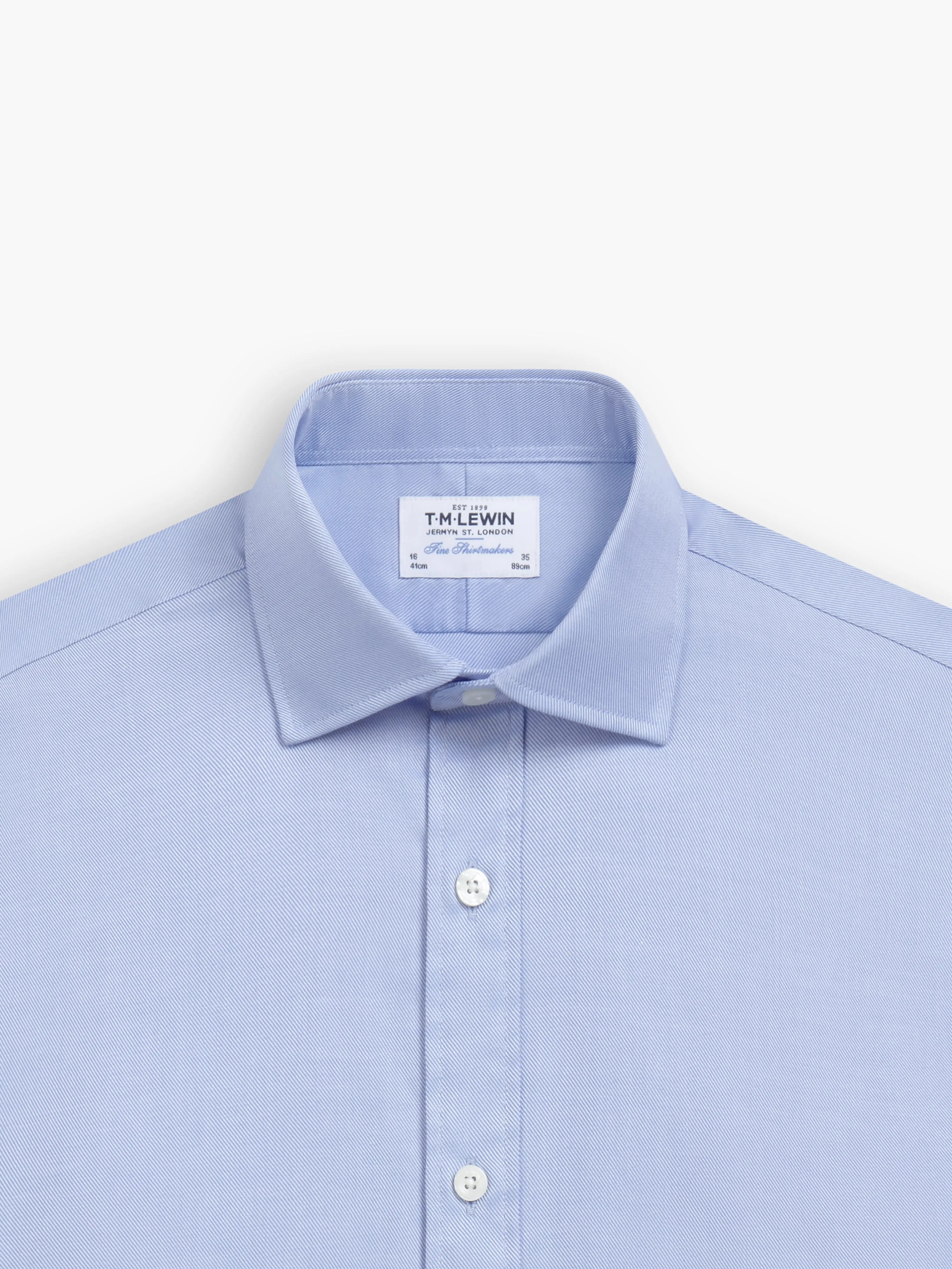 Blue Bold Twill Super Fitted Double Cuff Classic Collar Shirt sold by T.M.Lewin